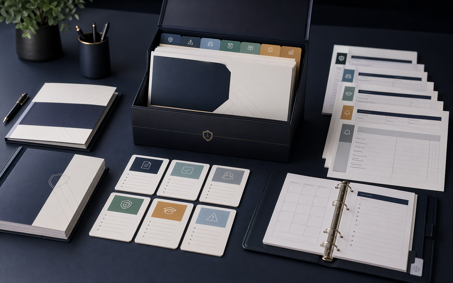 AI governance starter kit product preview with organized policy packets, checklists, and tabbed resources.